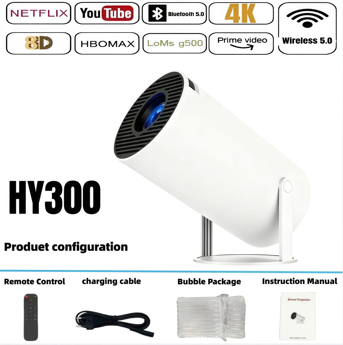 Portable Projector HY300 Full HD 1080p