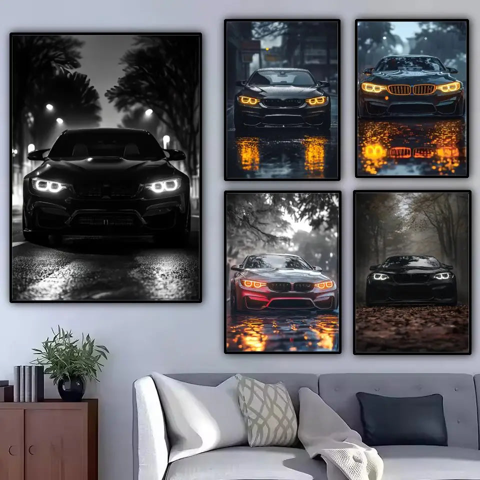 Black Car Poster Modern and Minimalist Wall Stickers