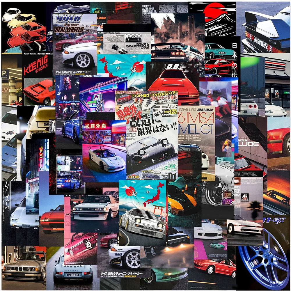 Retro JDM Car Poster Stickers