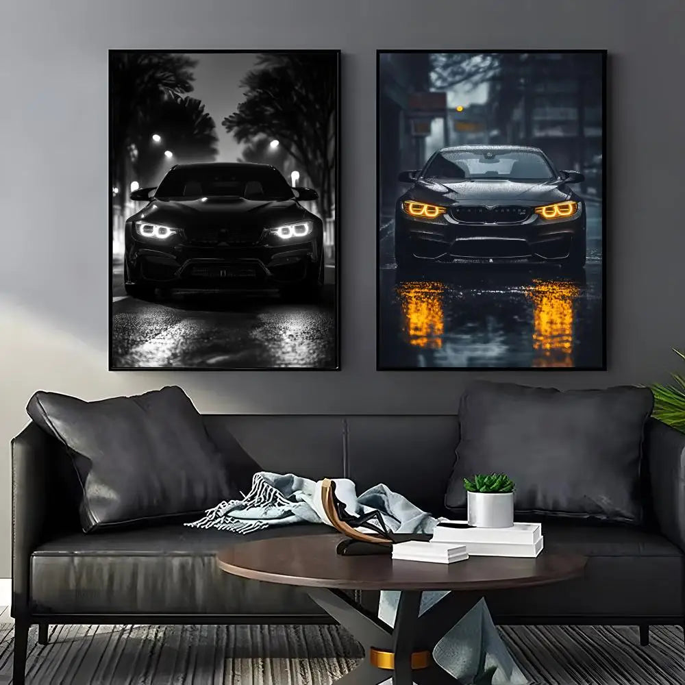 Black Car Poster Modern and Minimalist Wall Stickers