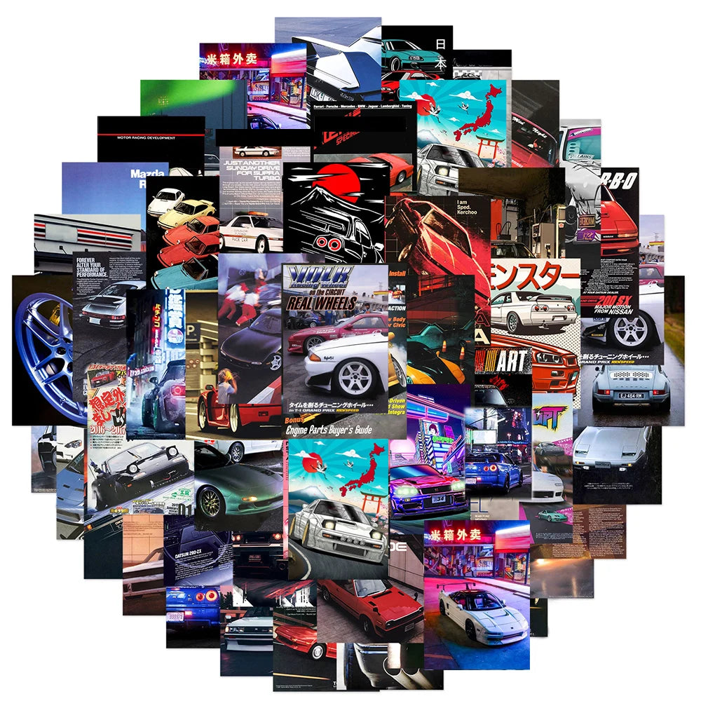 Retro JDM Car Poster Stickers