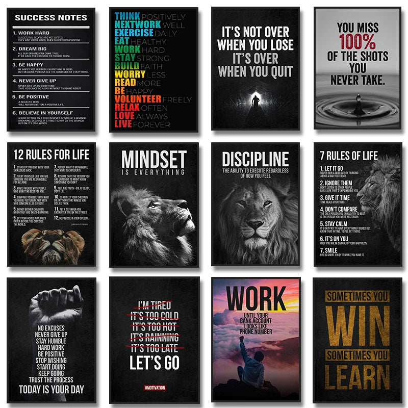 Motivational Quotes Success Poster Lion Mindset