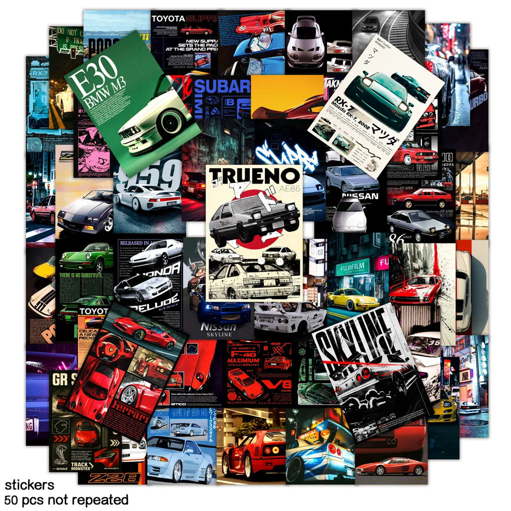 Cool Car JDM Posters Cartoon Sticker