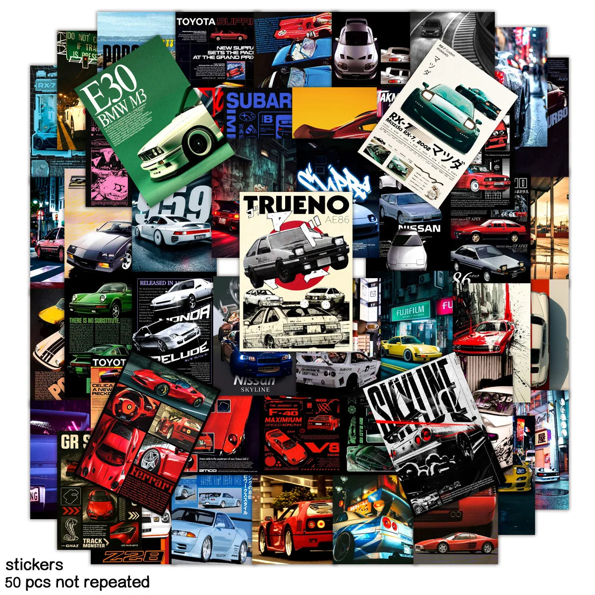 Cool Car JDM Posters Cartoon Sticker